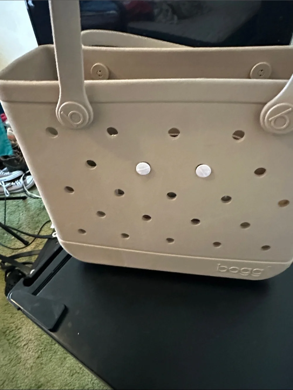 BOGG BAG petite tote in dusty blush with pearl and charm accents